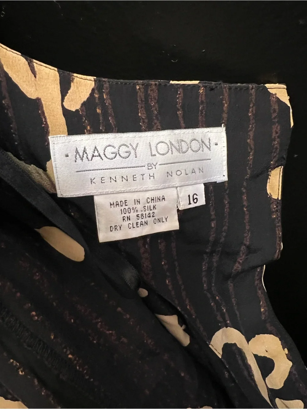 Vintage 1990s Maggy London Silk Tie-Waist Midi Dress - Picture 4 of 4
